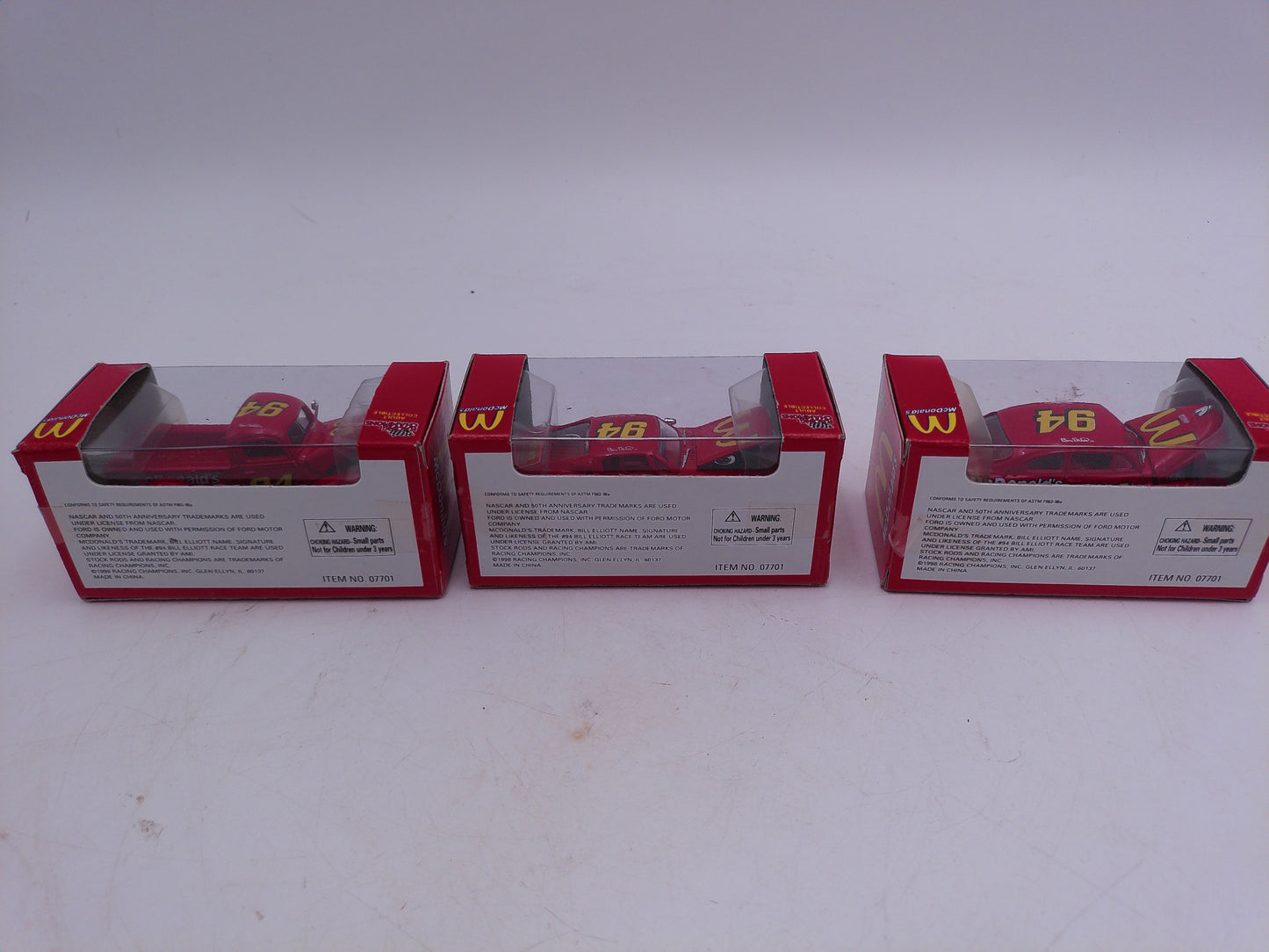 McDonald's Racing Champions #94 Bill Elliot Lot of 3 Cars