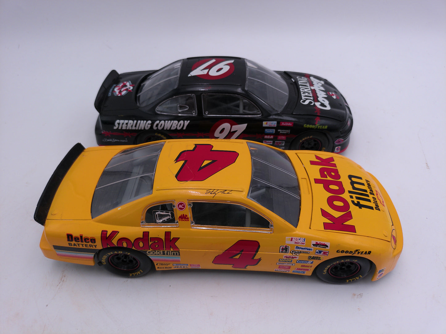 Racing Champions Sterling Cowboy Racing Car NASCAR Vtg 1996 and #4 Kodak Film Chevy Monte Carlo