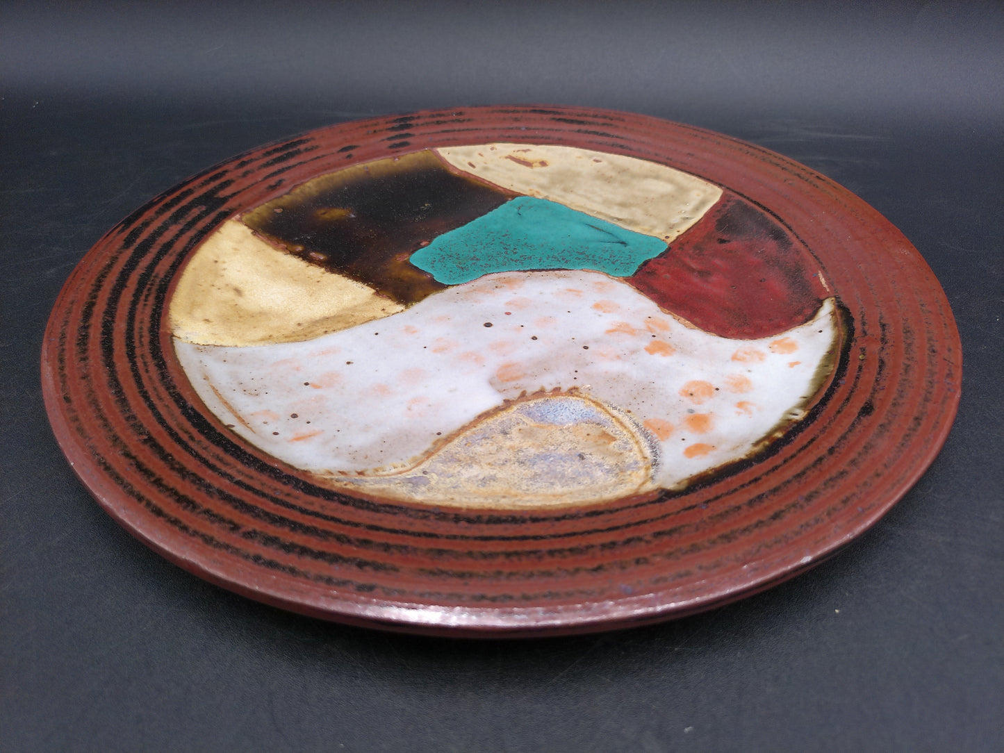 Handmade Ceramic Wall Hanging Plate Unique Art Pottery Tray Hand Painted