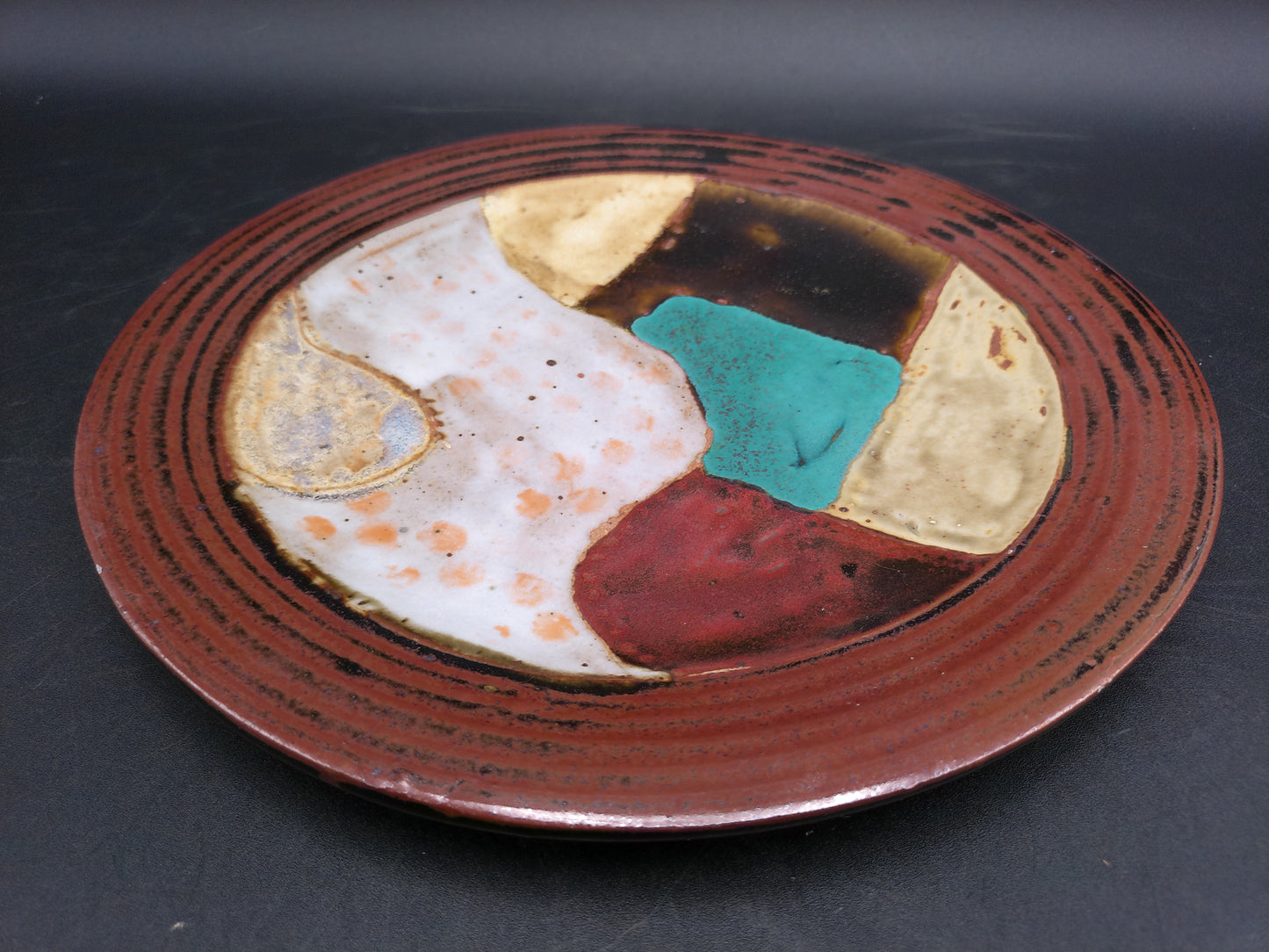 Handmade Ceramic Wall Hanging Plate Unique Art Pottery Tray Hand Painted