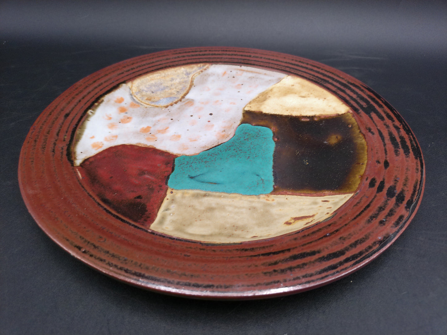 Handmade Ceramic Wall Hanging Plate Unique Art Pottery Tray Hand Painted