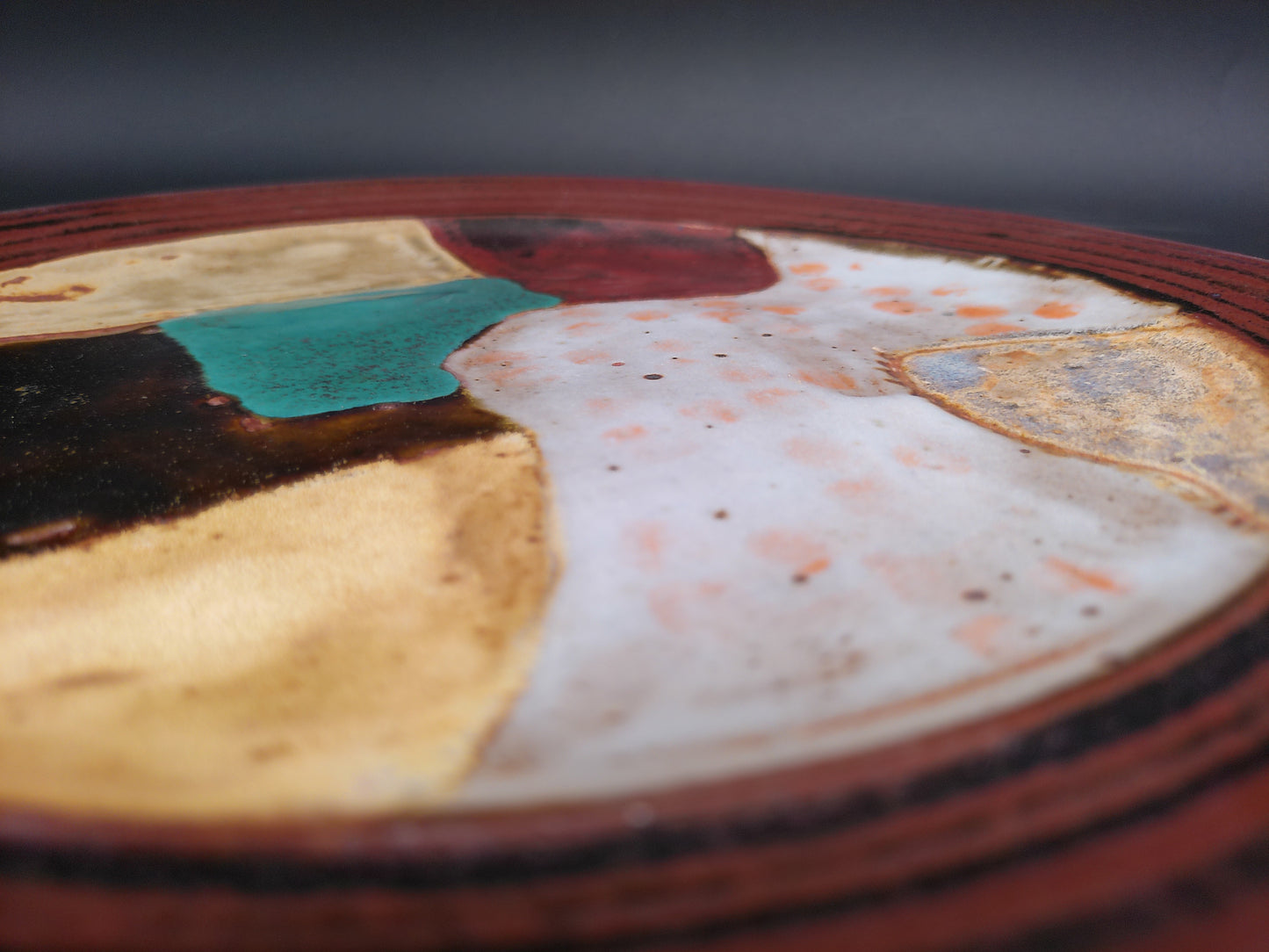Handmade Ceramic Wall Hanging Plate Unique Art Pottery Tray Hand Painted