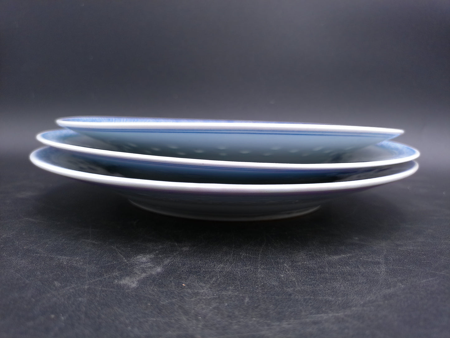 Chinese Blue & White Porcelain Dish Dragon Kangxi Set of 2 and one w/ Floral Design