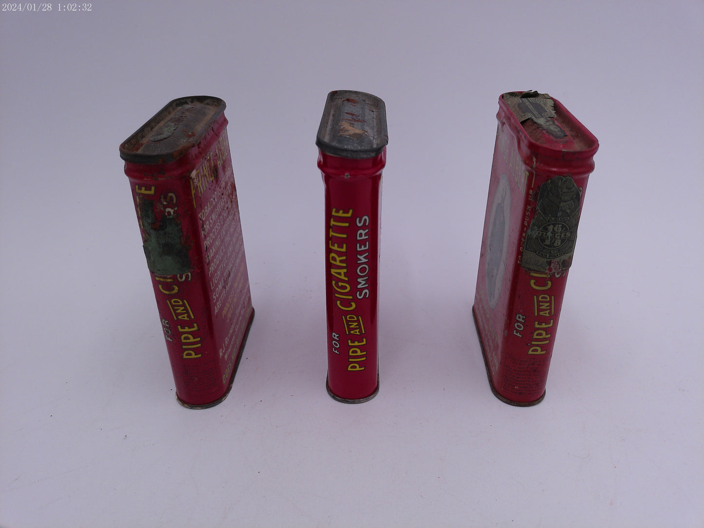 Vintage circa 1950-1960 Prince Albert Crimp Cut tobacco tin Lot of 3