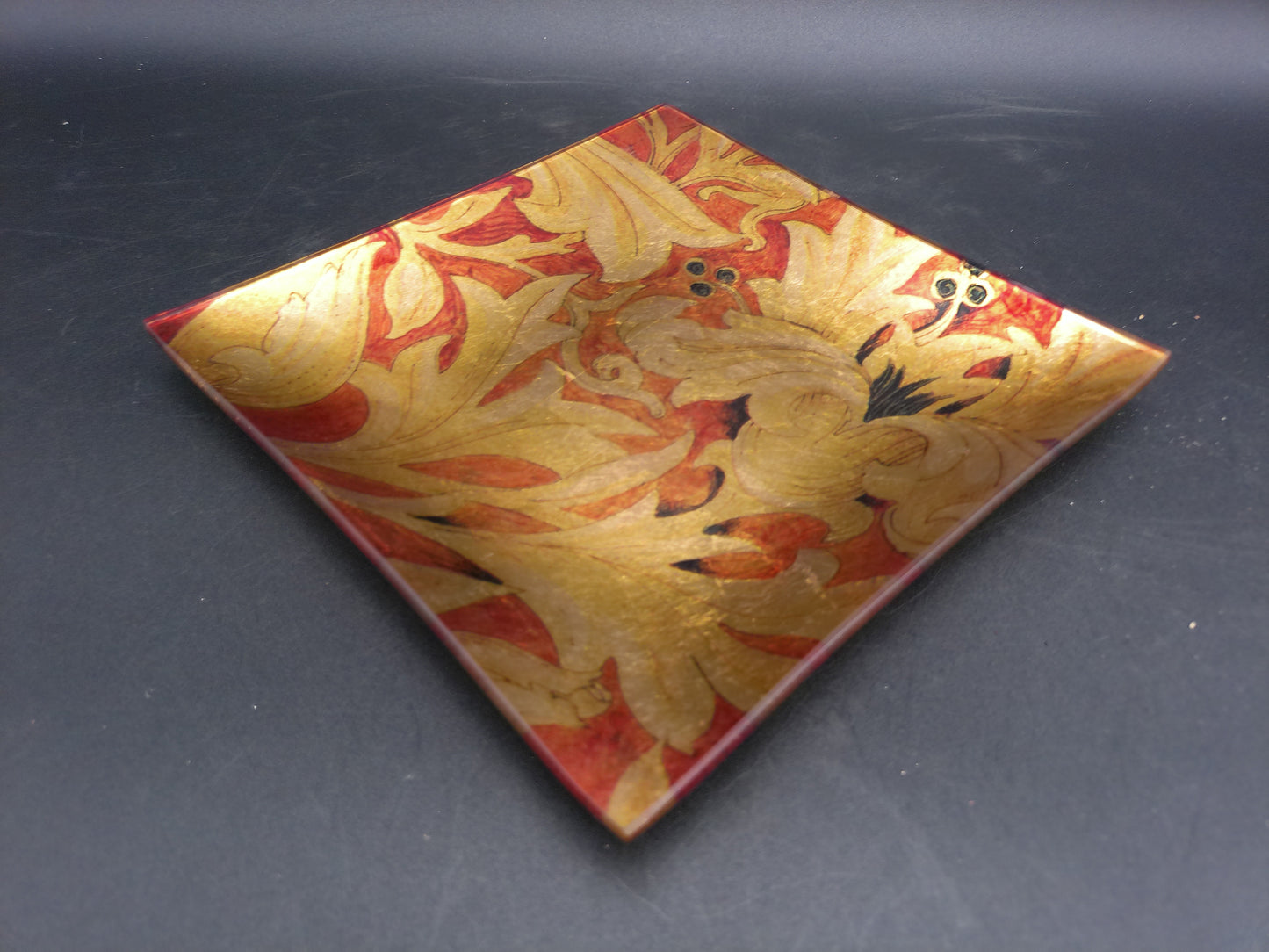 Gold Lacquer Tray Unique and Rare Floral Design