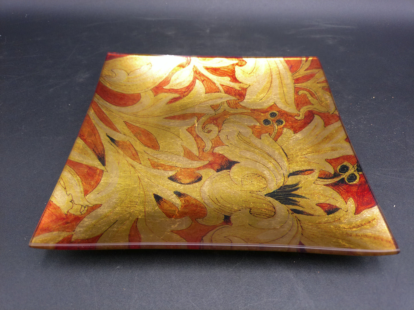 Gold Lacquer Tray Unique and Rare Floral Design