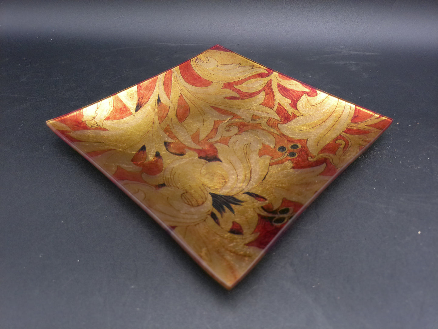 Gold Lacquer Tray Unique and Rare Floral Design