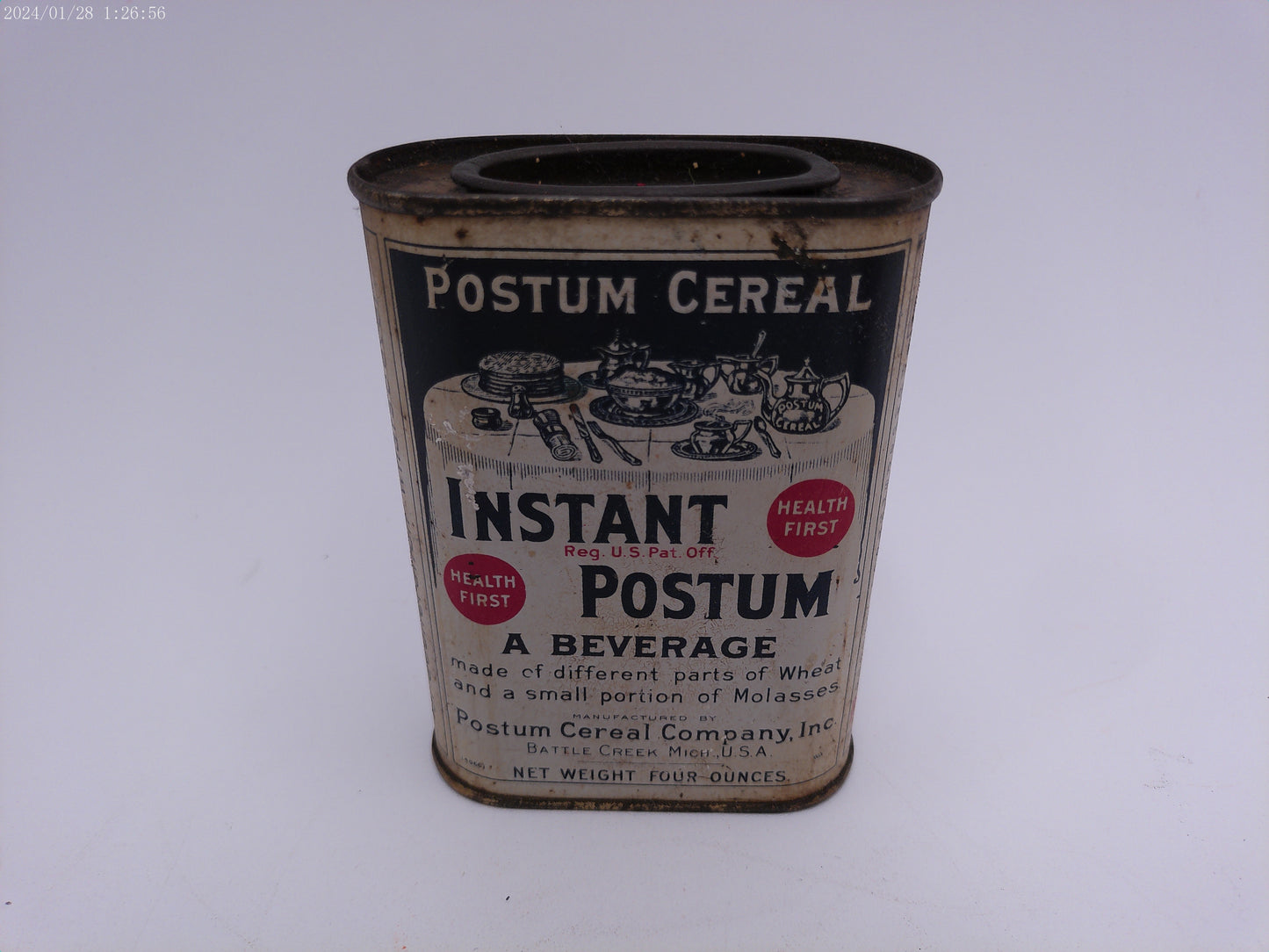 Lot 3 of Vintage Cans Ginger Instant Postum Filippo Berio Olive Oil