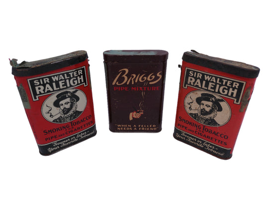 Vintage Sir Walter Raleigh Smoking Tobacco Tin Brown & Williamson USA 3 EMPTY TINs