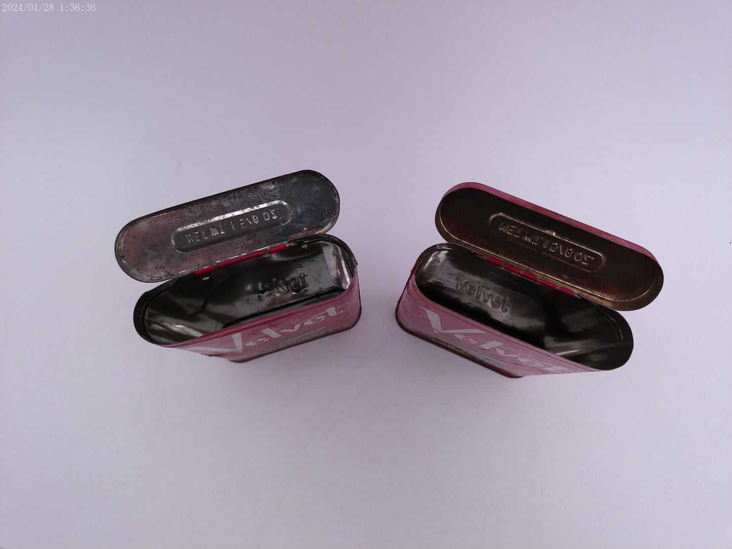 Vintage Velvet Pipe and Cigarette Tobacco Tin lot of 2