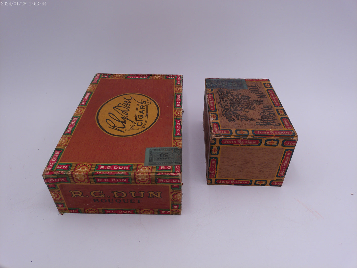 R. G. DUN Vintage Cigar Box and John Ruskin Cigar box