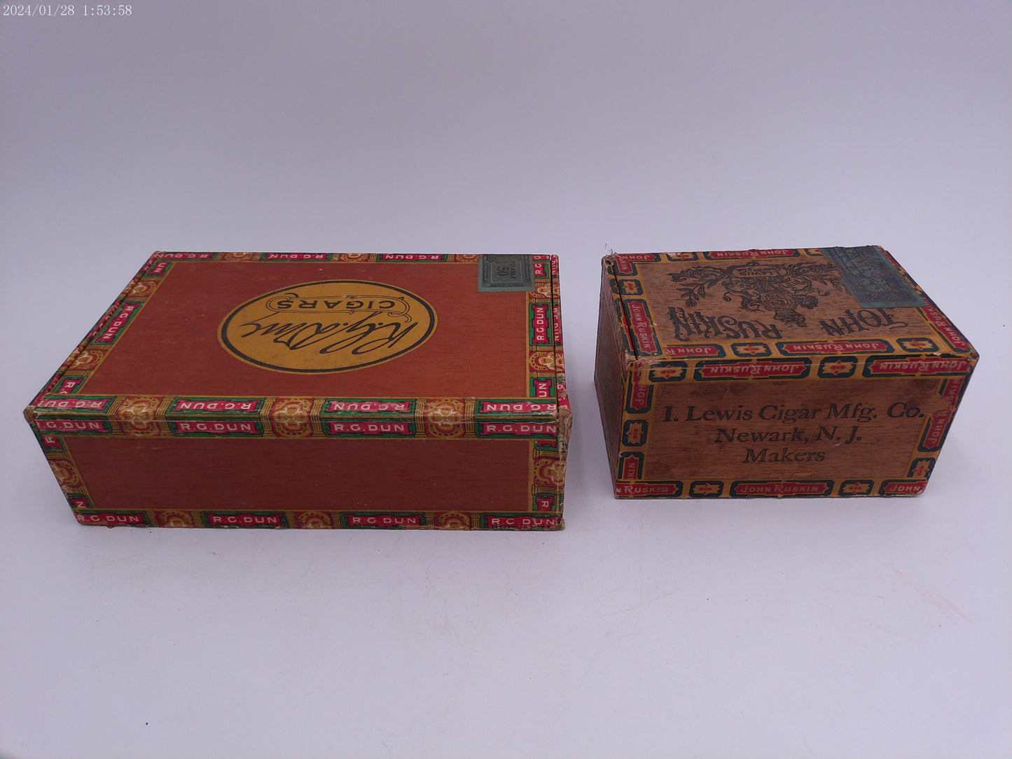 R. G. DUN Vintage Cigar Box and John Ruskin Cigar box