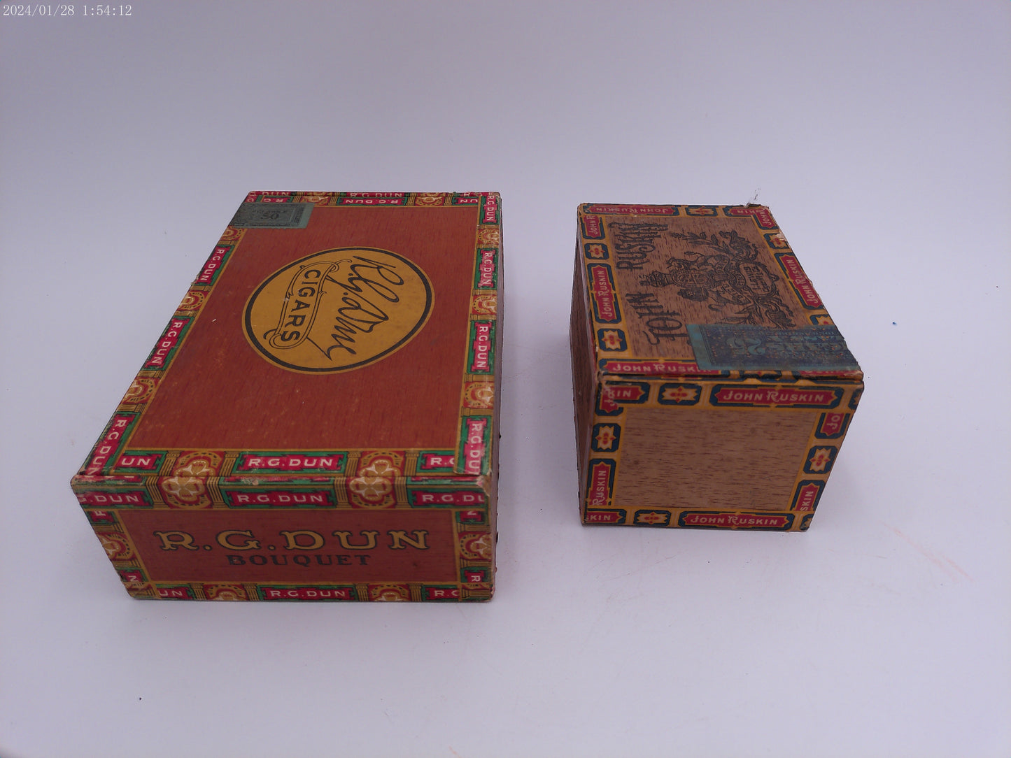 R. G. DUN Vintage Cigar Box and John Ruskin Cigar box