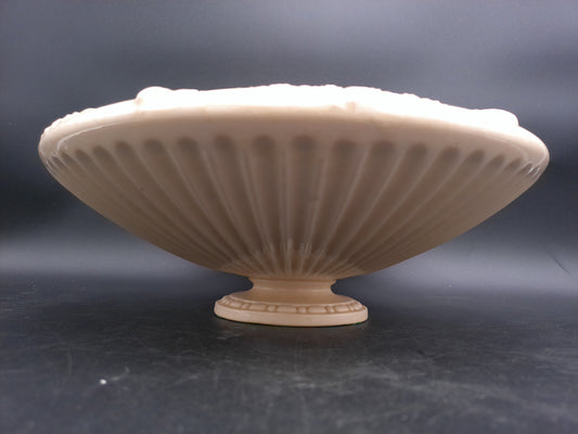 Ceramic Cream Ribbed Floral Rim Bowl Vintage