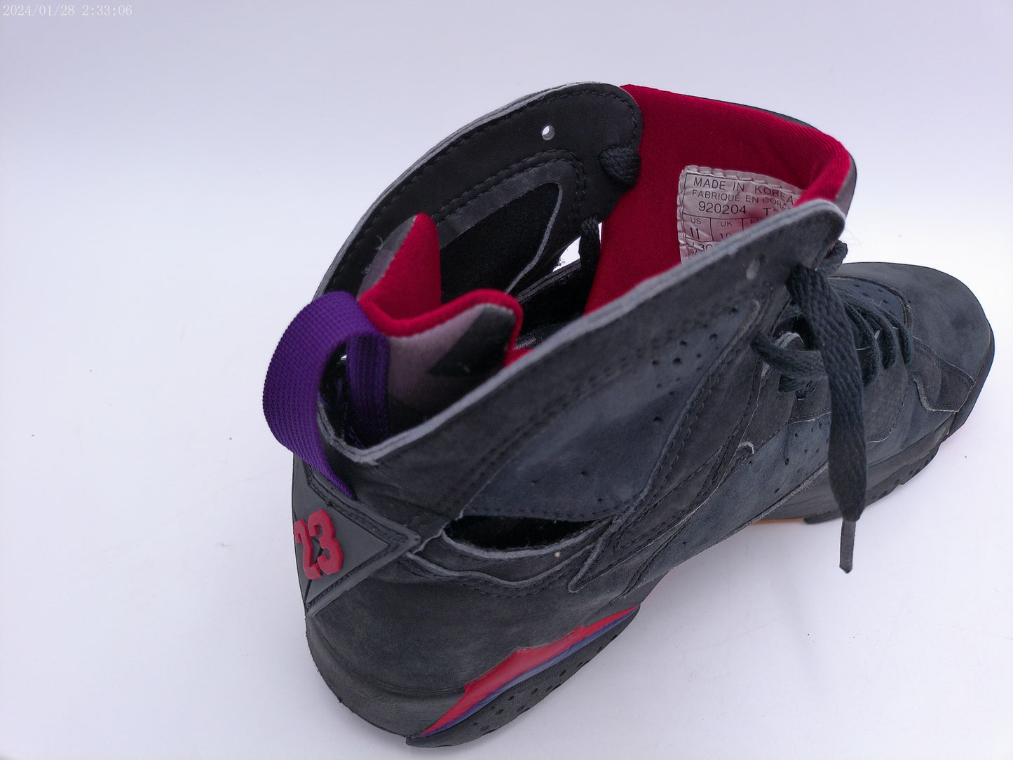 Nike Air Jordon 7 OG Raptors Black and Red 1992 Size 11 Men Shoes w/ box