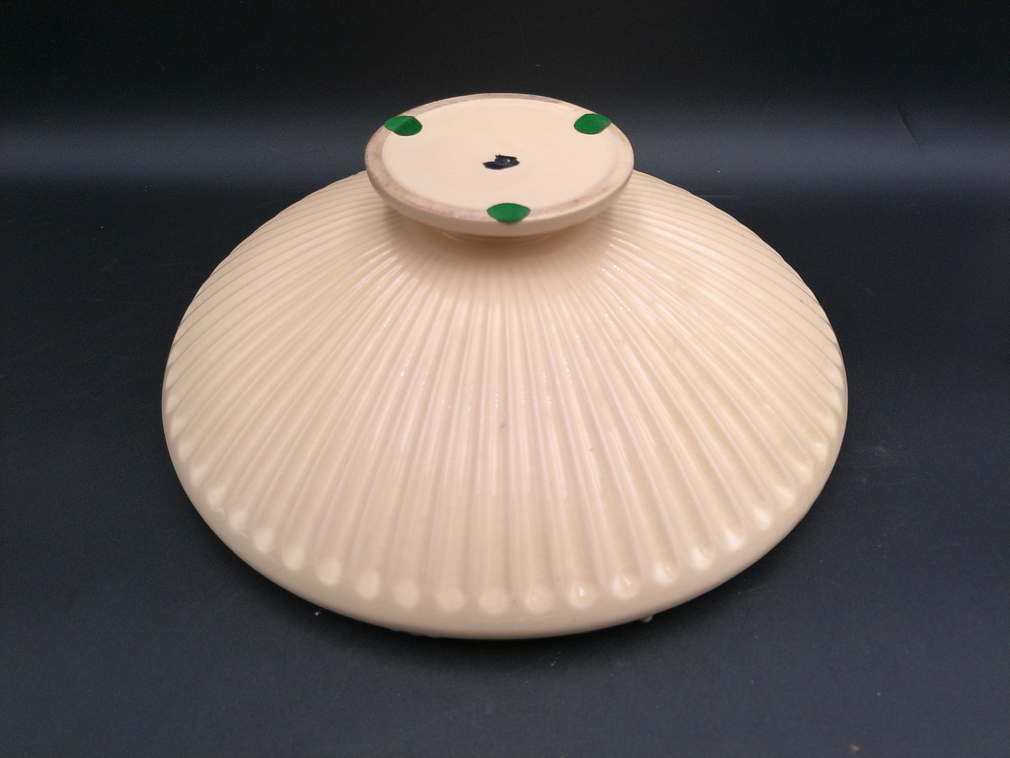 Ceramic Cream Ribbed Floral Rim Bowl Vintage