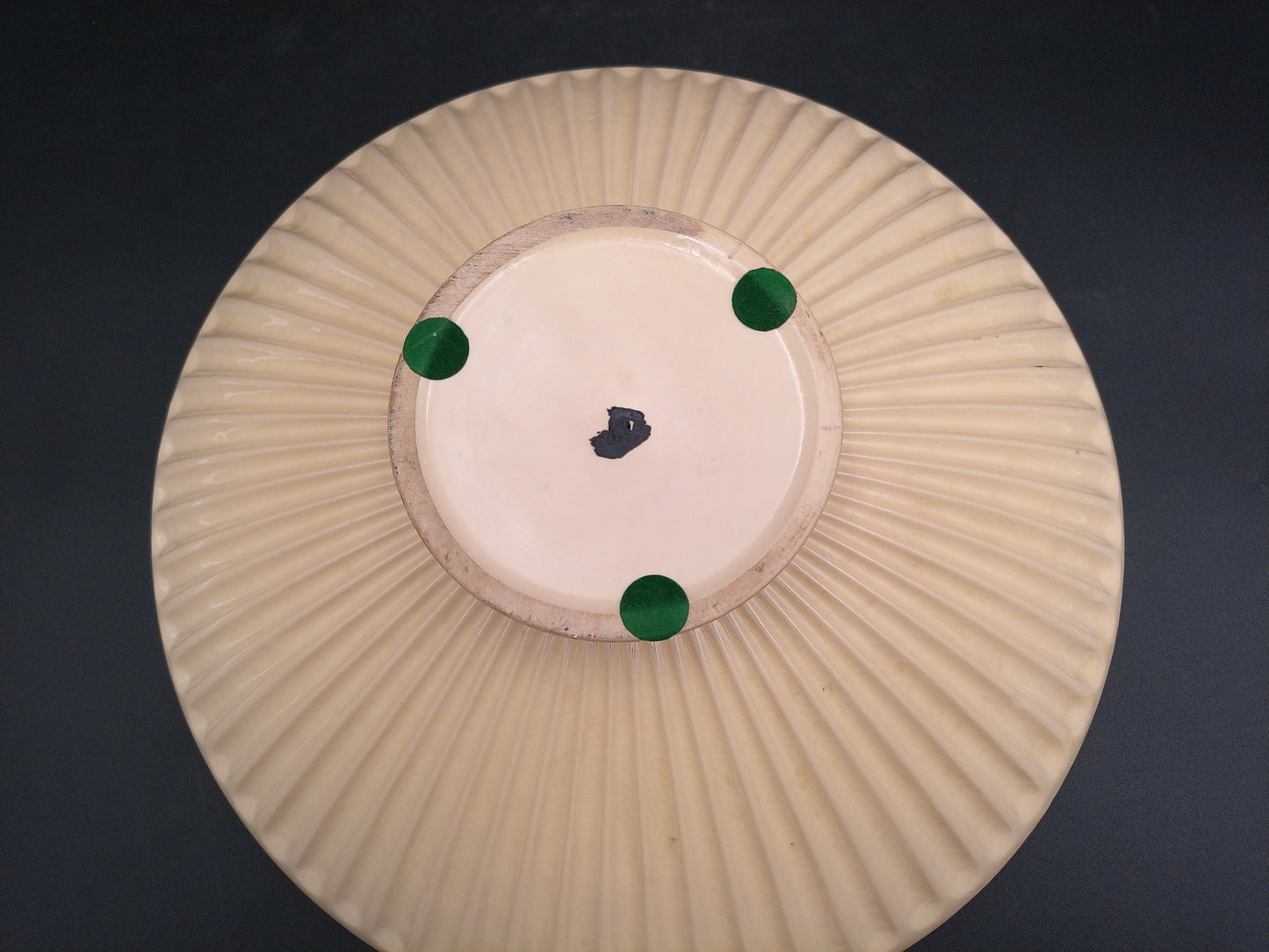 Ceramic Cream Ribbed Floral Rim Bowl Vintage