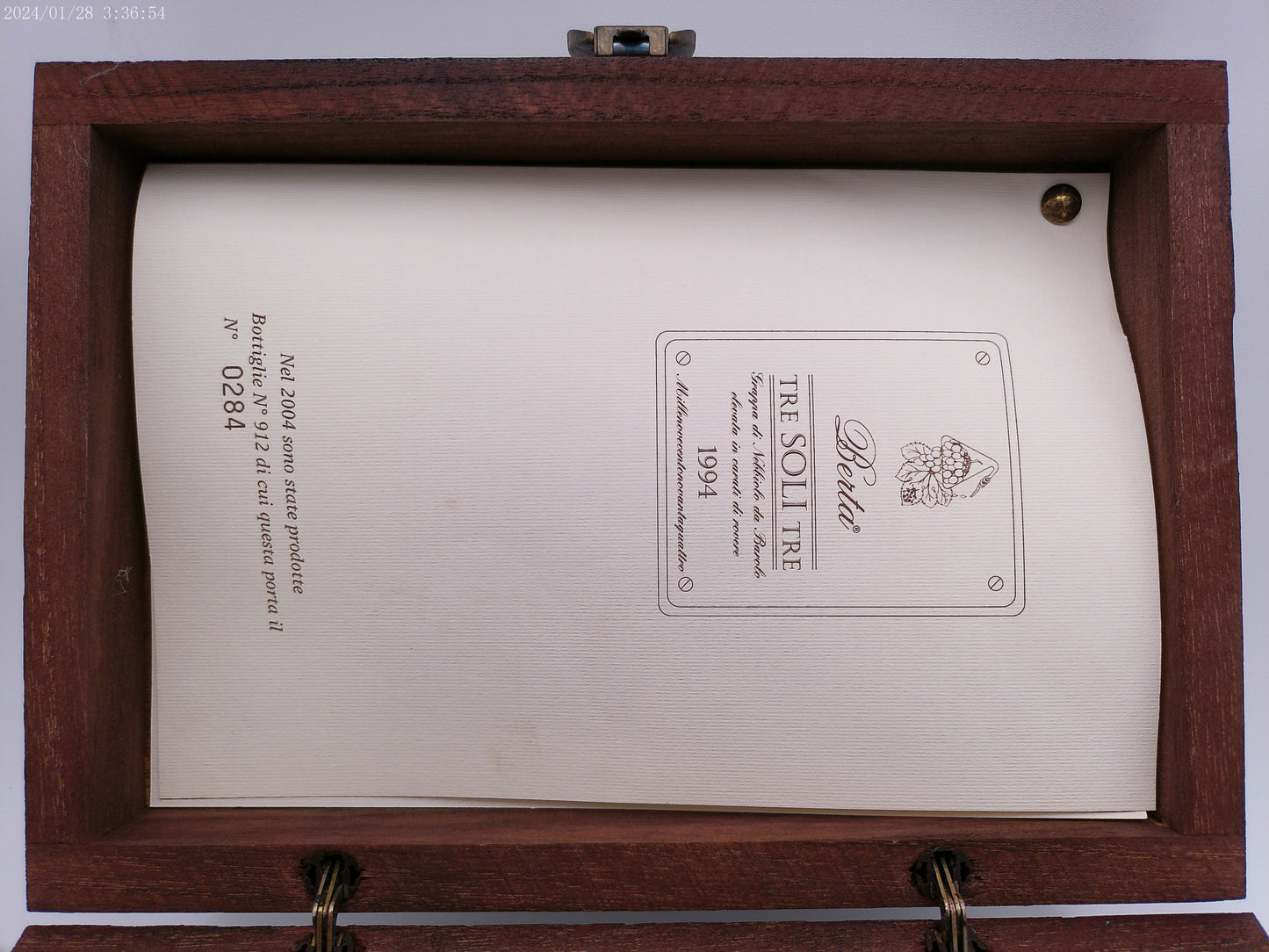 Berta TreSOLLTRE 1994  Liquor Wooden Case