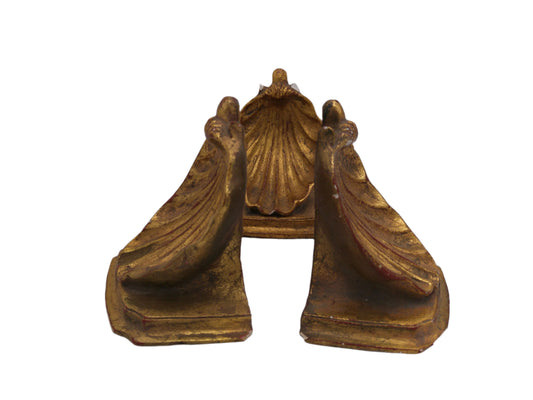 Lot of 3 Vintage Gold Colored Plaster Bookends