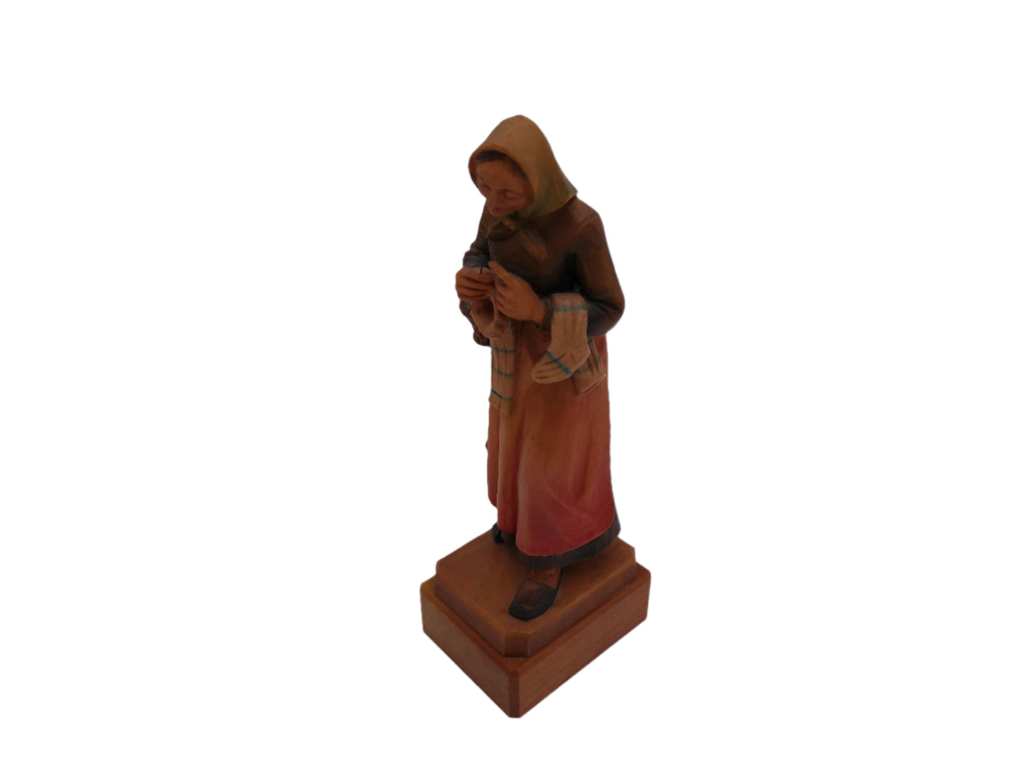 Vintage Female Portrait Wood Craving Statue