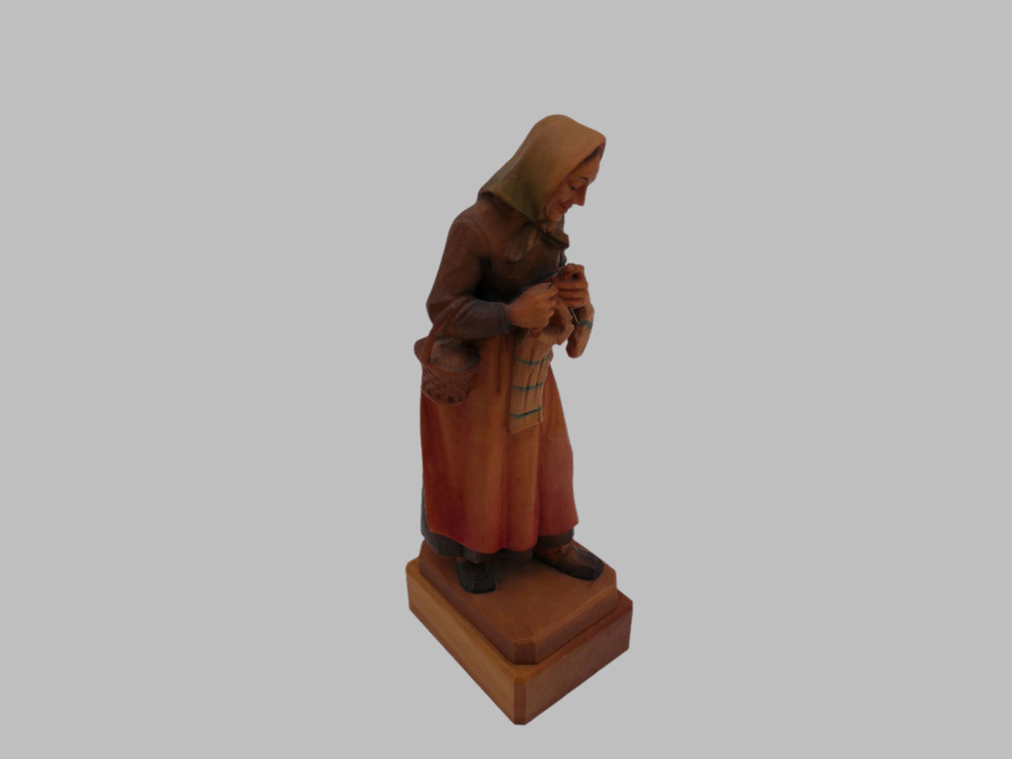 Vintage Female Portrait Wood Craving Statue