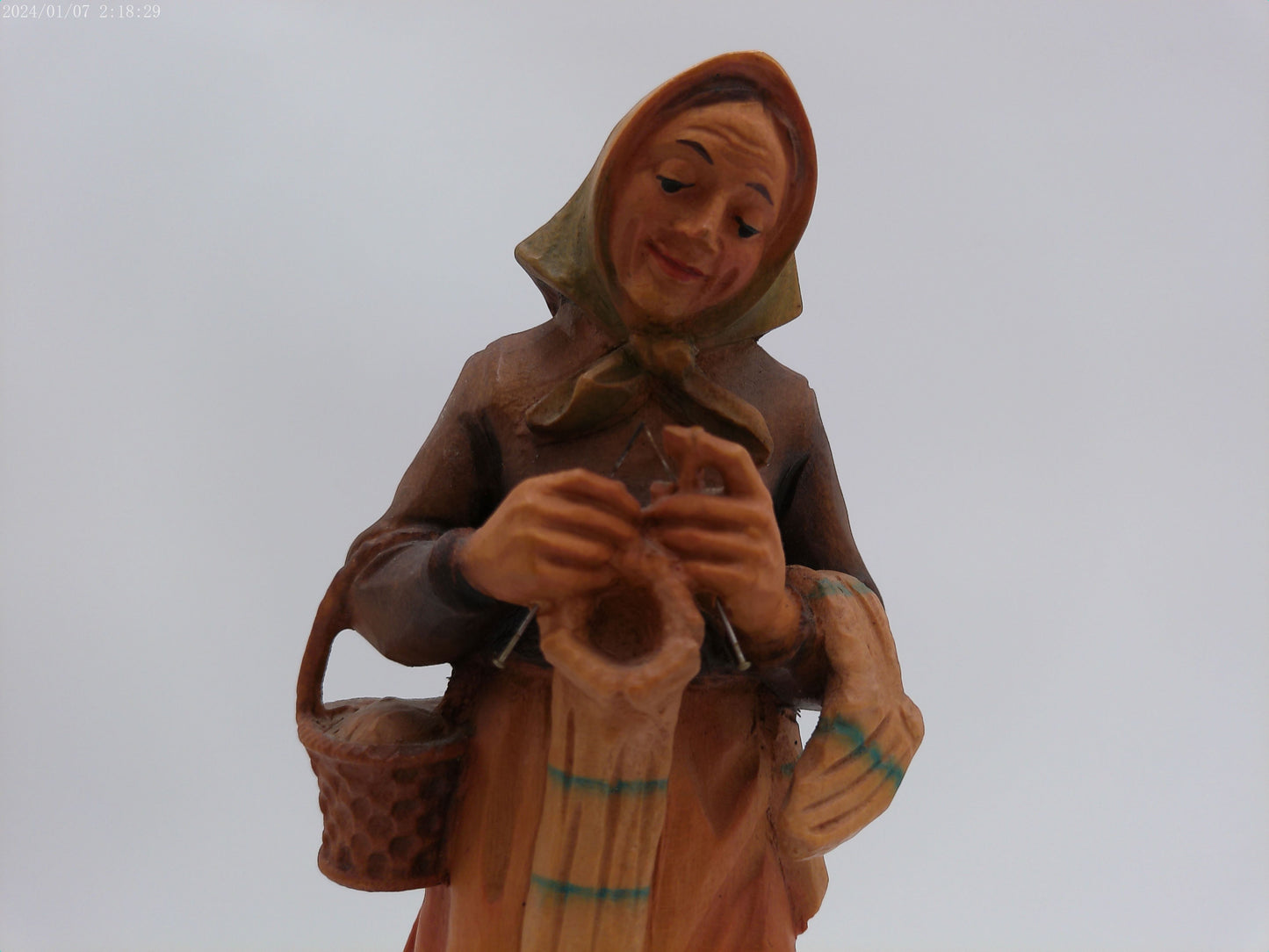 Vintage Female Portrait Wood Craving Statue