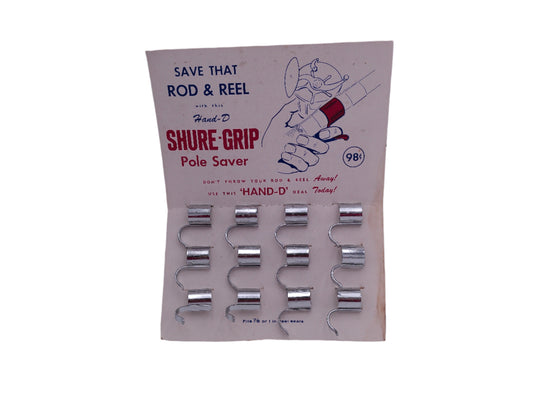 Vintage SHURE-GRIP Rod & Reel Fishing Pole Saver Store Dealer Advertising Display Card