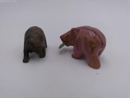 Pair of Hand Craved Stone Bears
