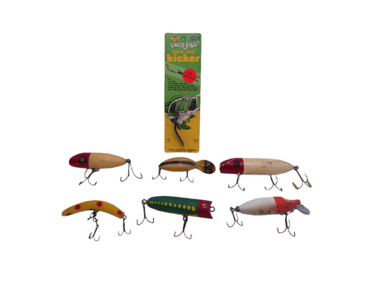 Fishing Lures Vintage lot of 6 plus kicker