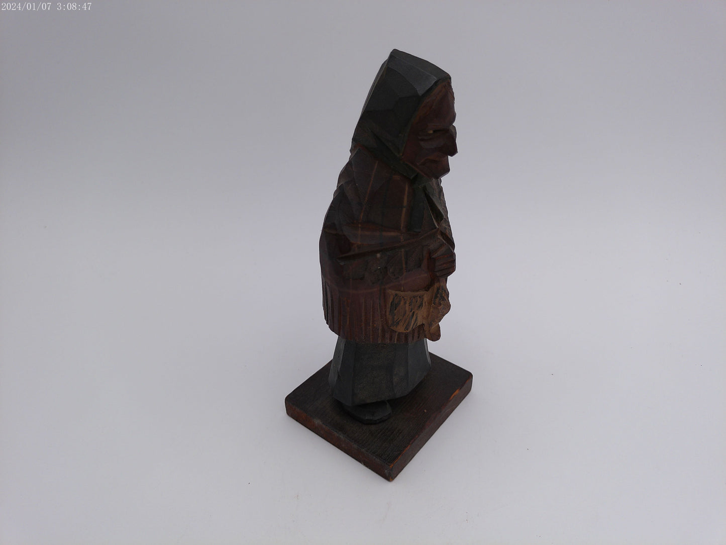 C J Trygg Vintage Signed Hand Craved Wood Lady