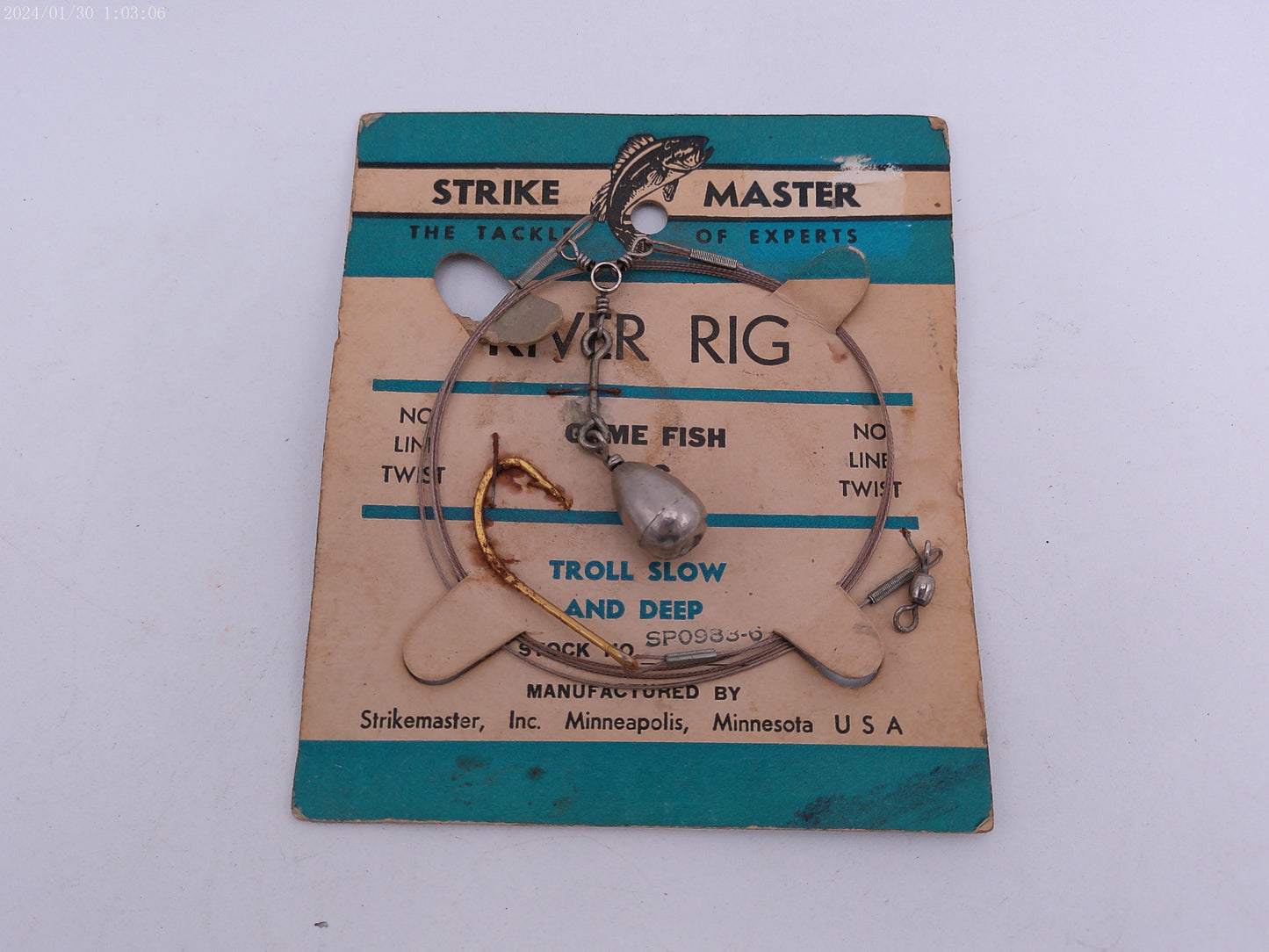 Vintage Strike Master Fishing River Rig With Lead-Steel Leader-New-Deep Troll.