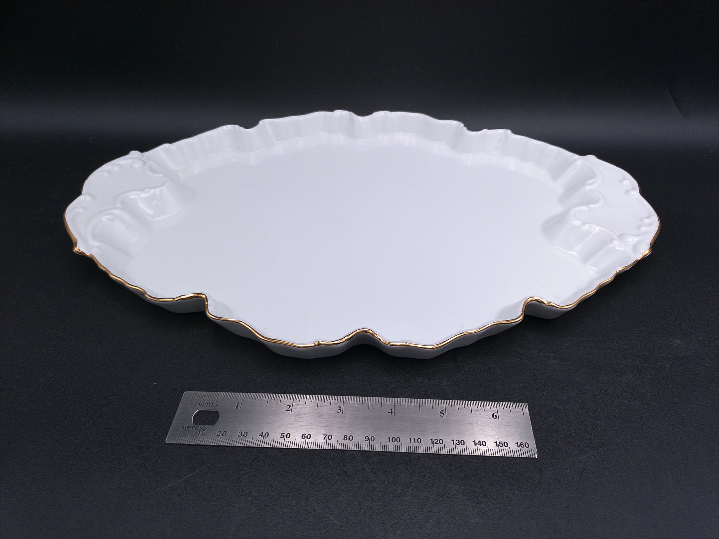 Poreclain Dish Serving Tray with Gold Plated Rim by Haas and Czjzek From Czech Republic