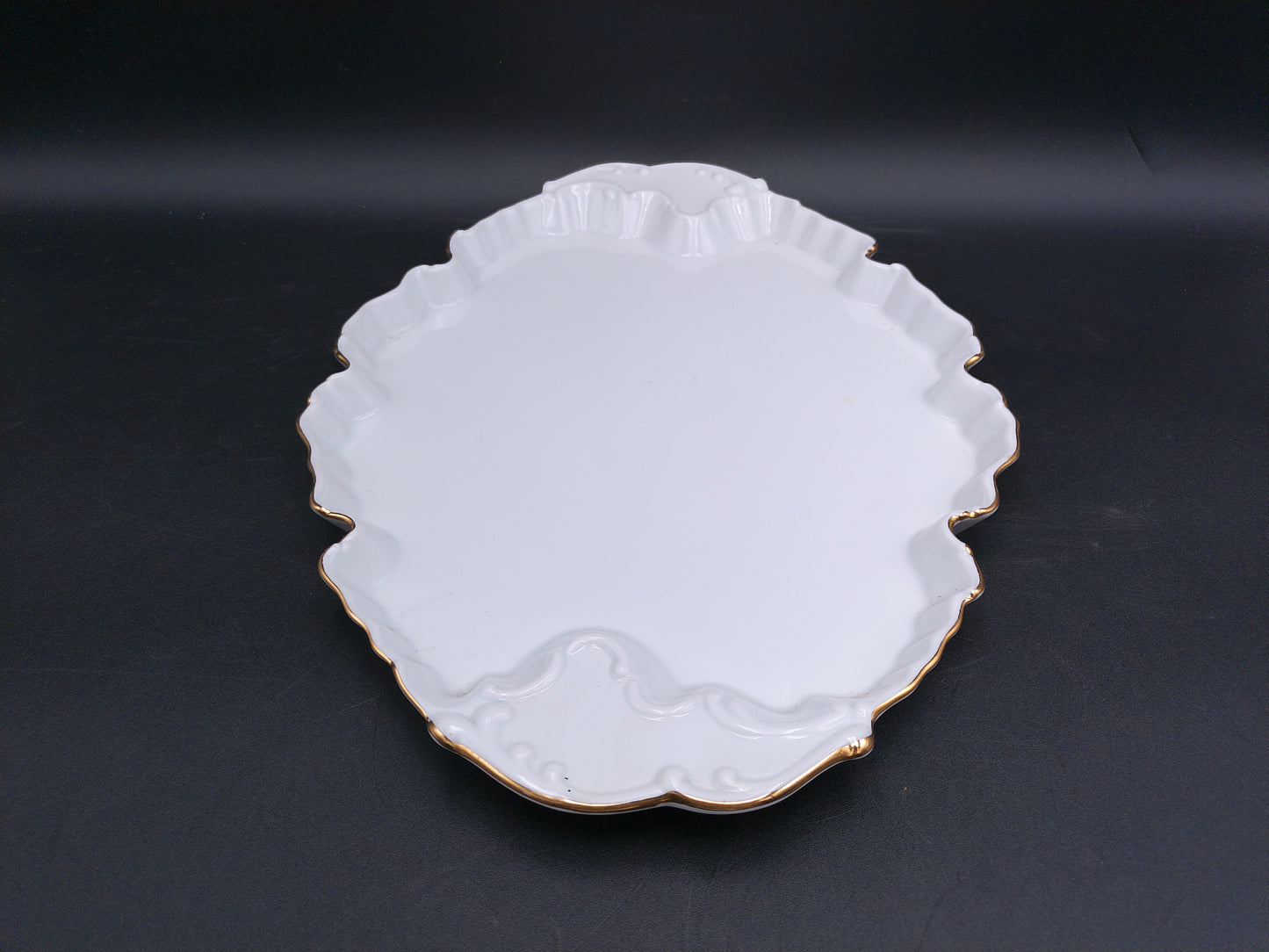 Poreclain Dish Serving Tray with Gold Plated Rim by Haas and Czjzek From Czech Republic