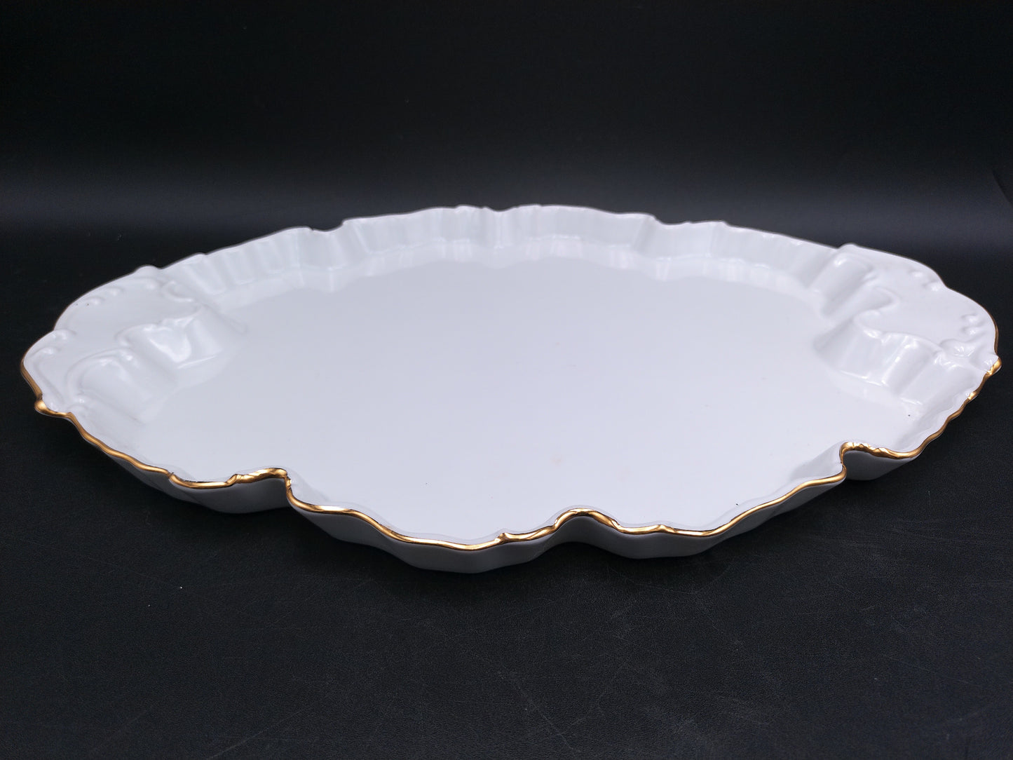 Poreclain Dish Serving Tray with Gold Plated Rim by Haas and Czjzek From Czech Republic