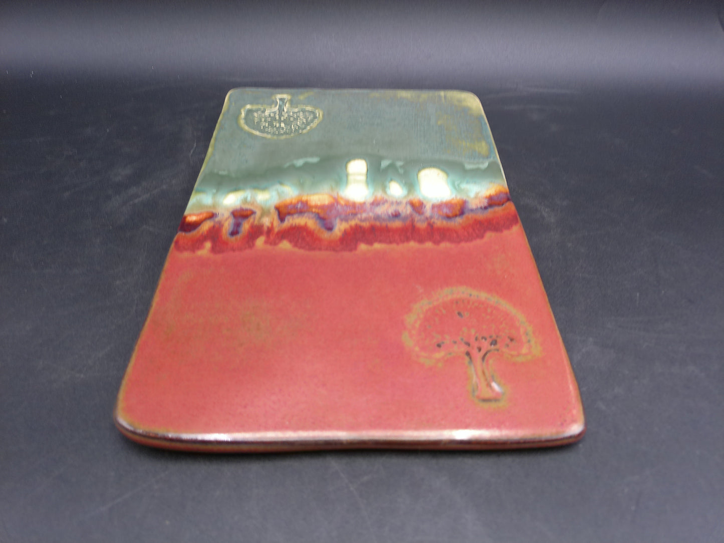 Ceramic Tray multi-color with tree of life trees Vintage