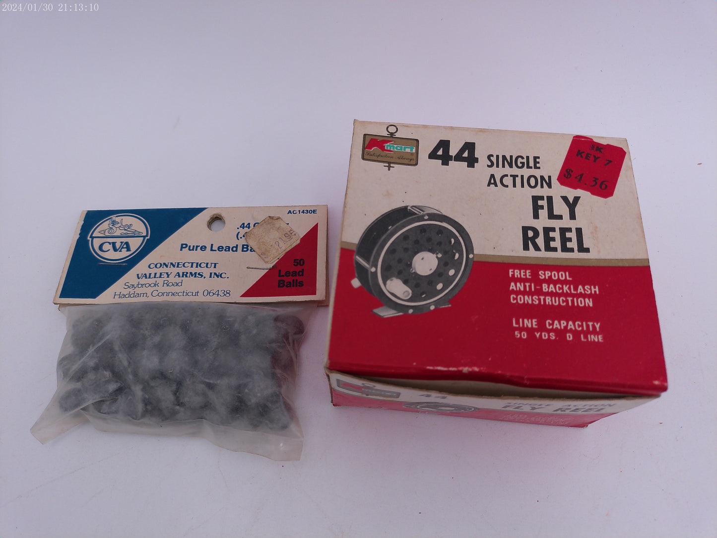 KMART 44 Single Action Fly Reel I Open Box and weights