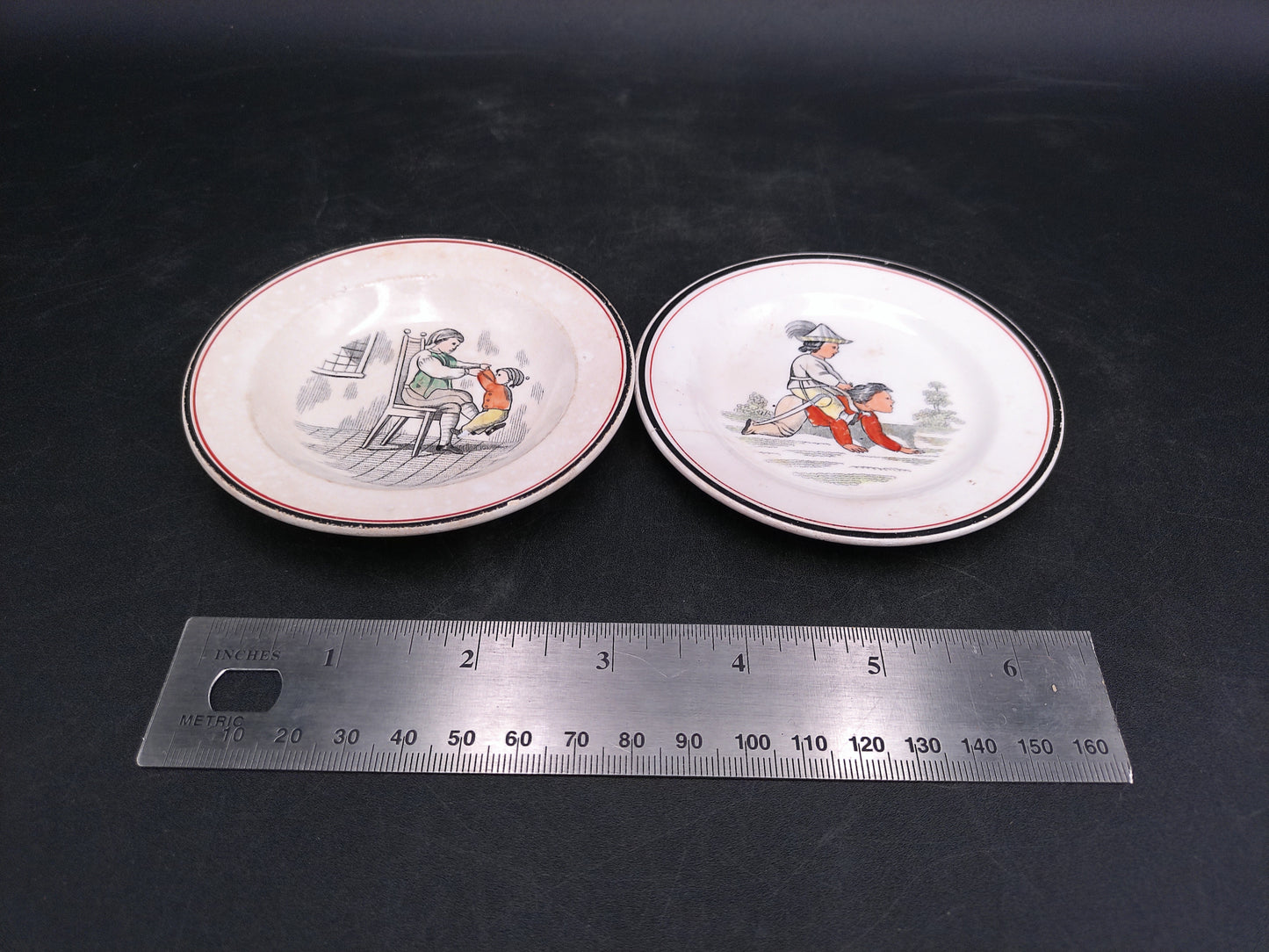 Set of 2 Vintage Plates with Children Playing