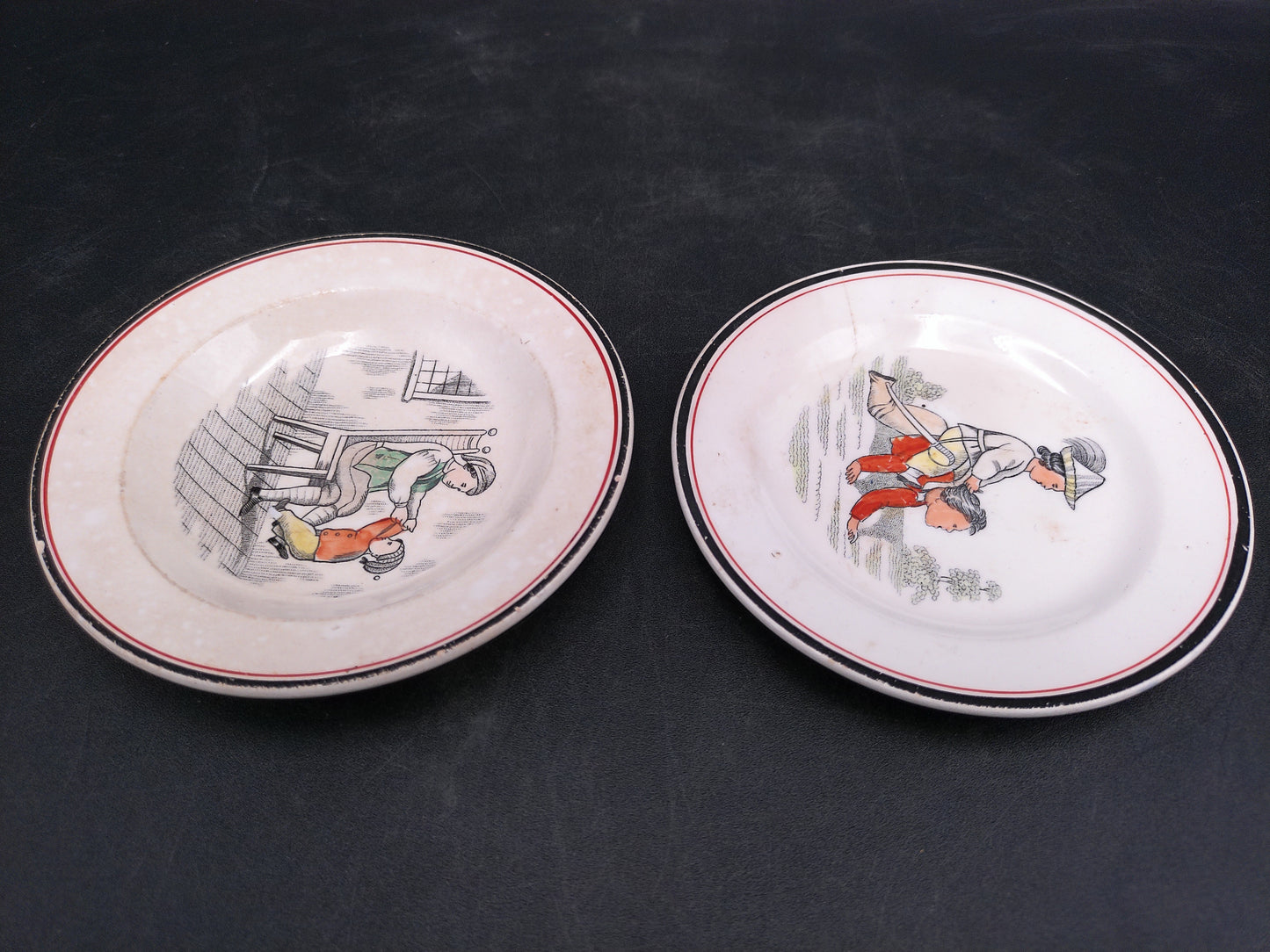 Set of 2 Vintage Plates with Children Playing