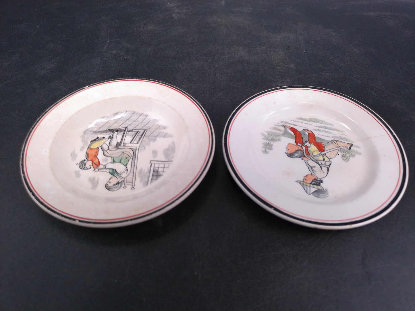Set of 2 Vintage Plates with Children Playing