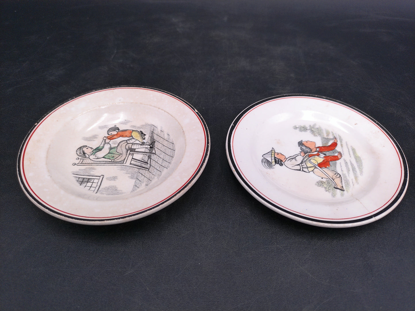 Set of 2 Vintage Plates with Children Playing