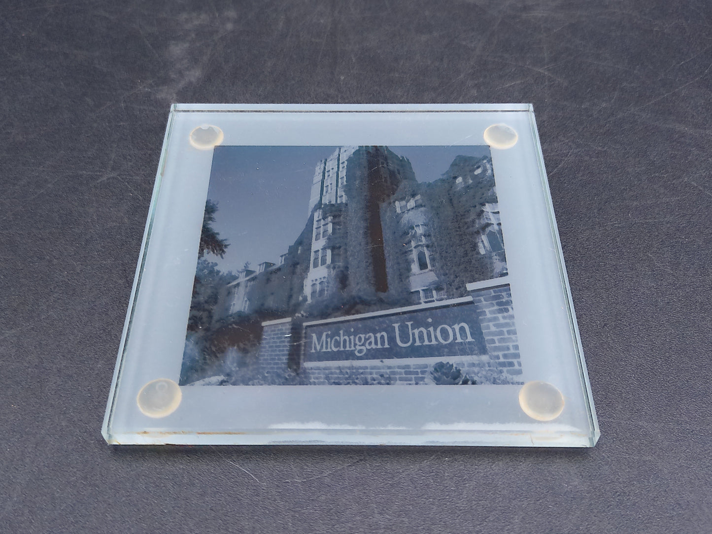 U of M University of Michigan Locations on a Set of 3 Glass Drink Costers