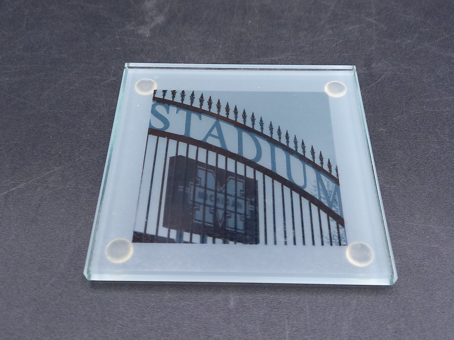 U of M University of Michigan Locations on a Set of 3 Glass Drink Costers