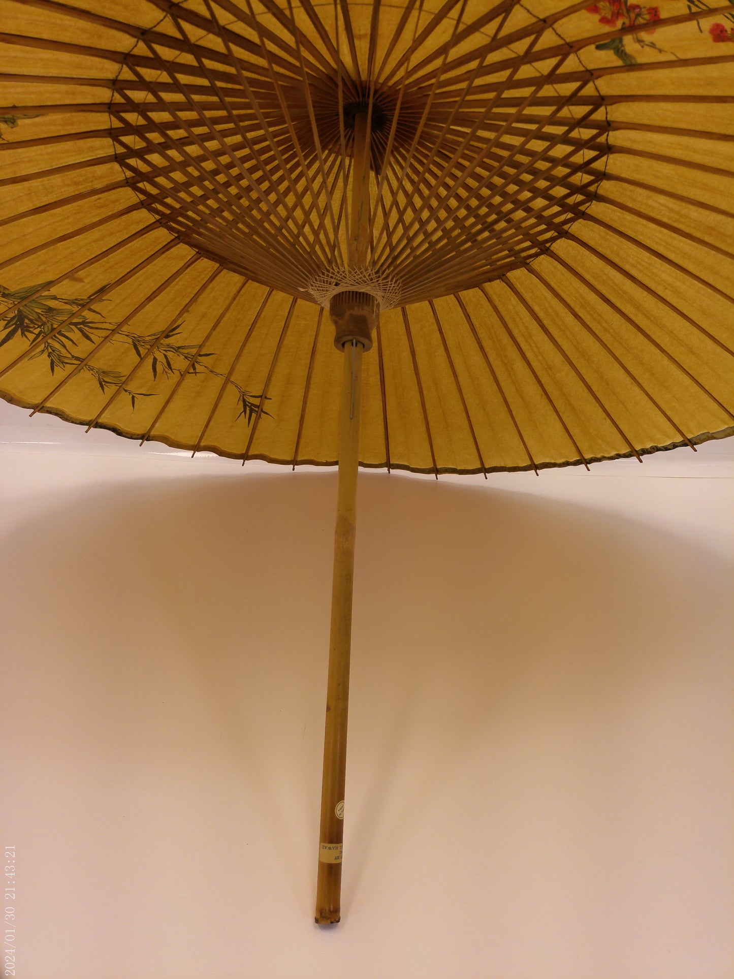 Asian Antique Hand Made Large Umbrella Wood Handle 42" Diameter