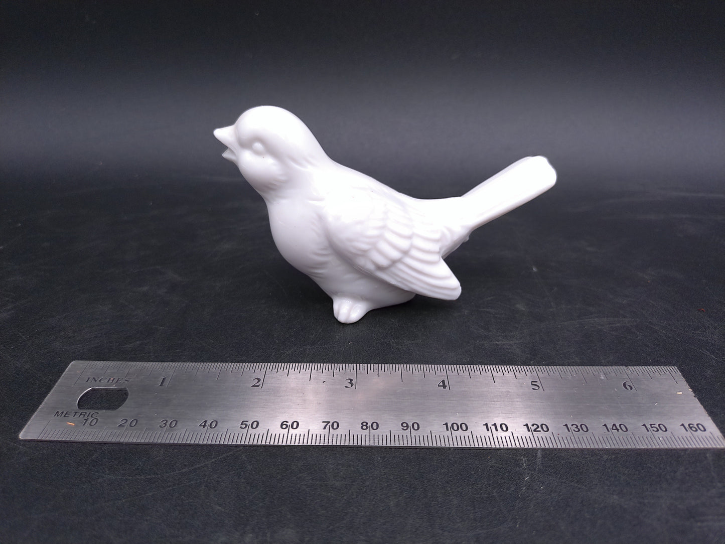 White Porcelain Bird Sparrow Figurine