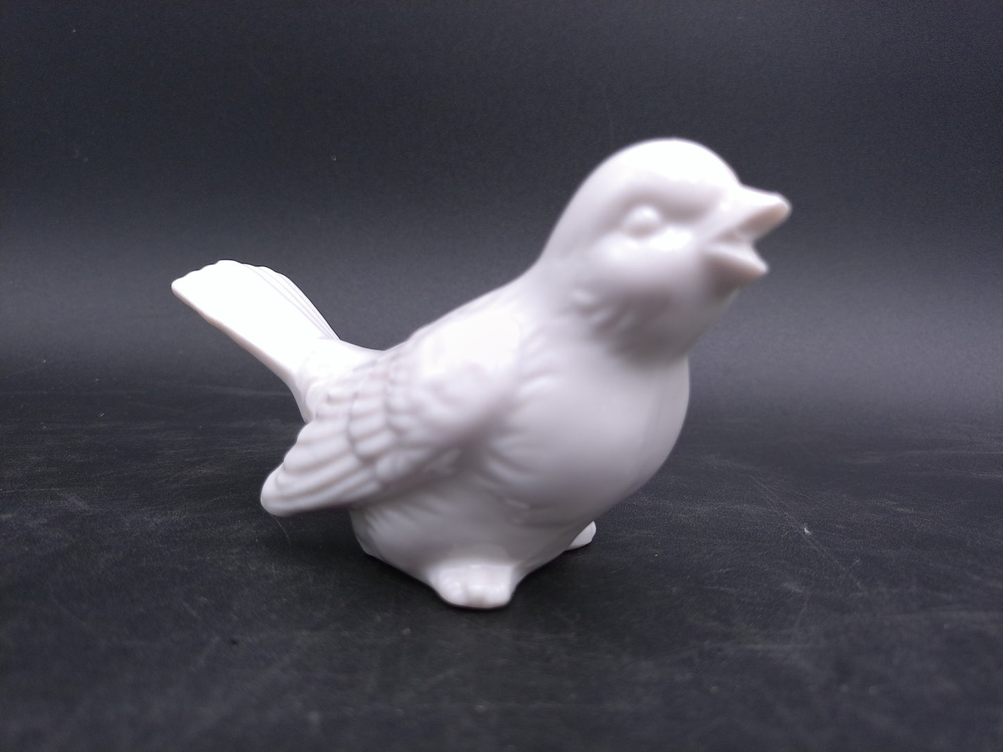 White Porcelain Bird Sparrow Figurine