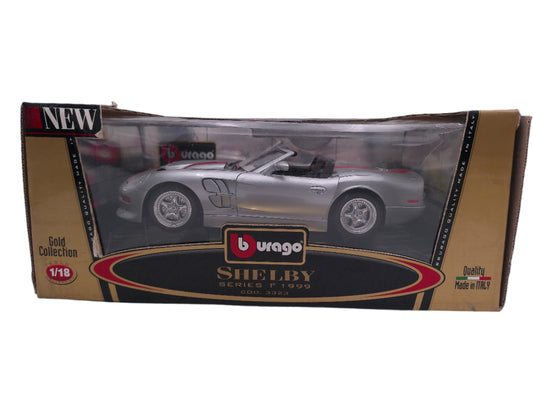 Burago 1/18 Scale Diecast 3323 Shelby Series 1 1999 Silver Red Model Car