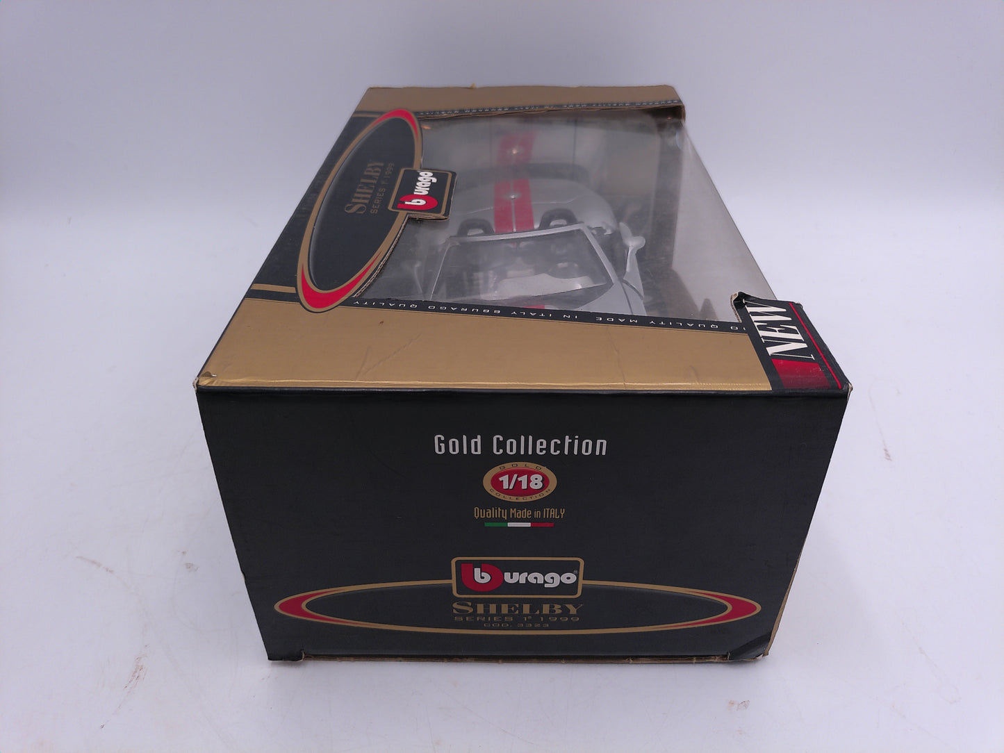 Burago 1/18 Scale Diecast 3323 Shelby Series 1 1999 Silver Red Model Car