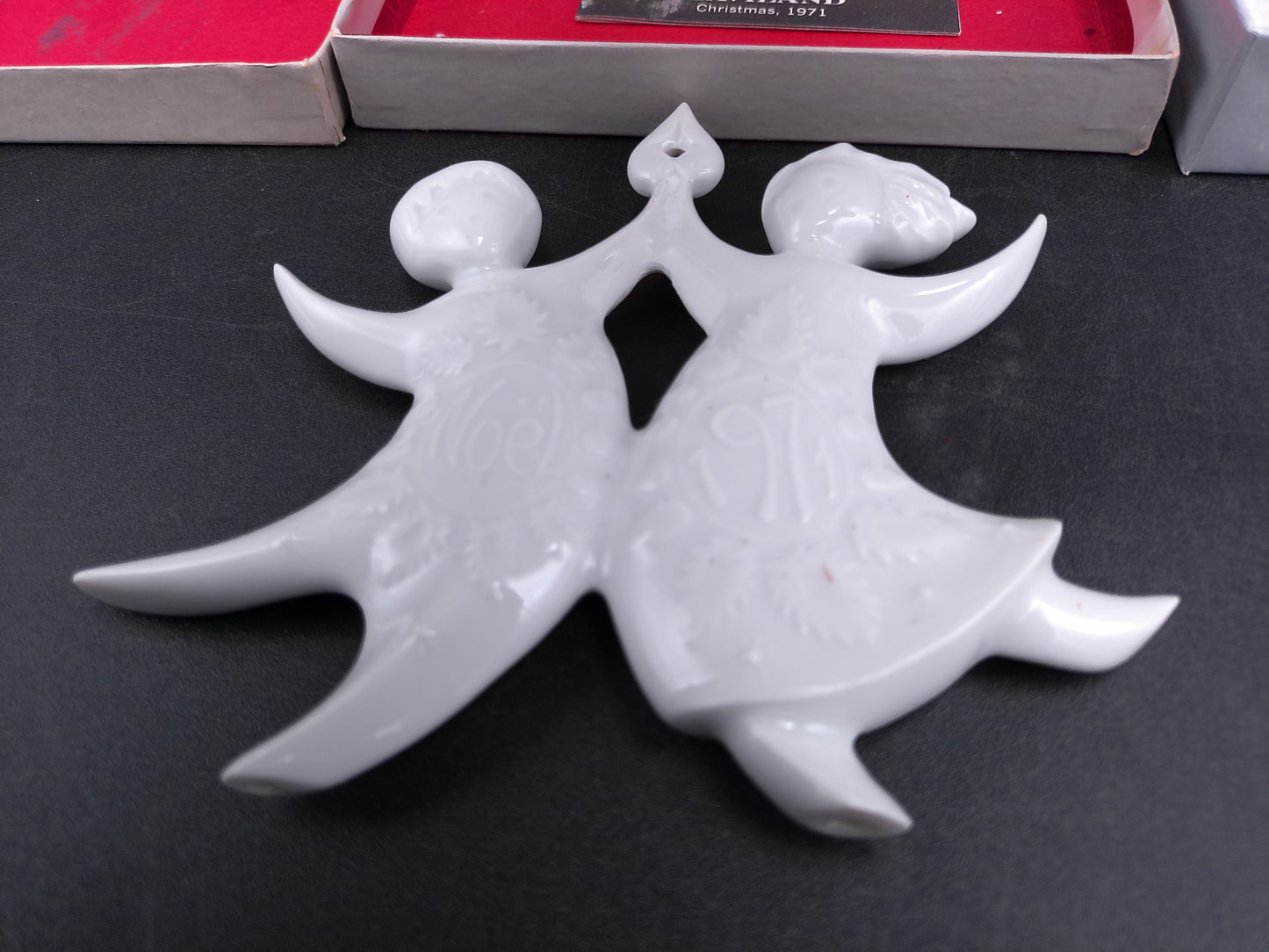 Haviland Limoges Porcelain Ornament Children Yule Logs In Box France Lot of 2 1979 #1
