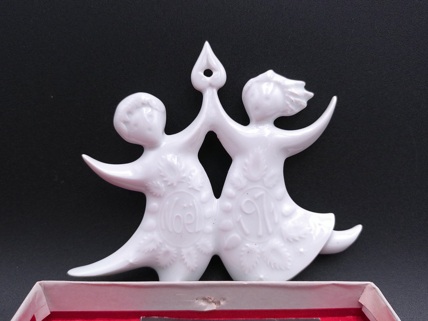 Haviland Limoges Porcelain Ornament Children Yule Logs In Box France Lot of 2 1979 #1