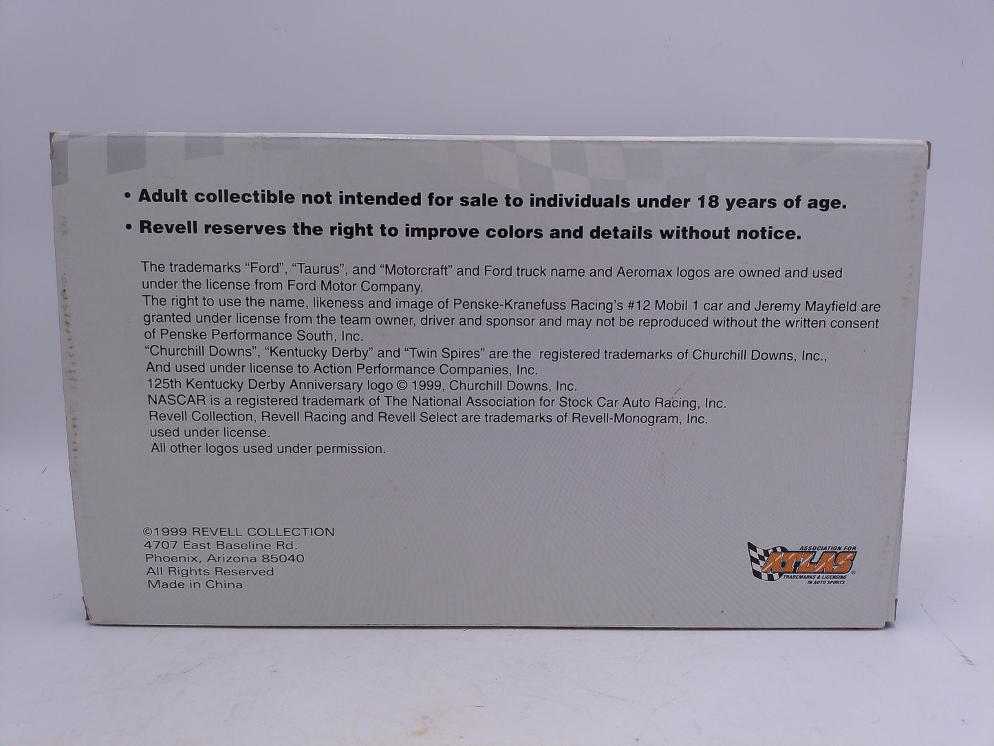Jeremy Mayfield 1999 #12 125th Kentucky Derby Ford Taurus Race Car Revell 1:24